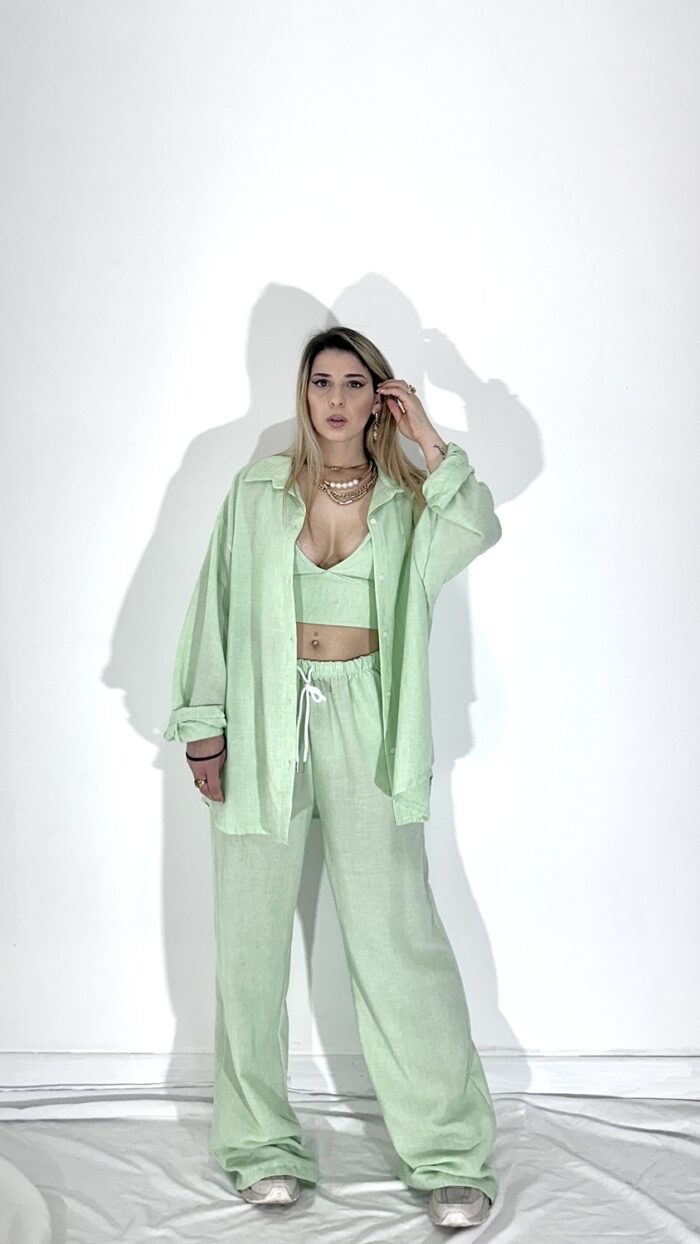 COORDINATO IN LINO VERDE