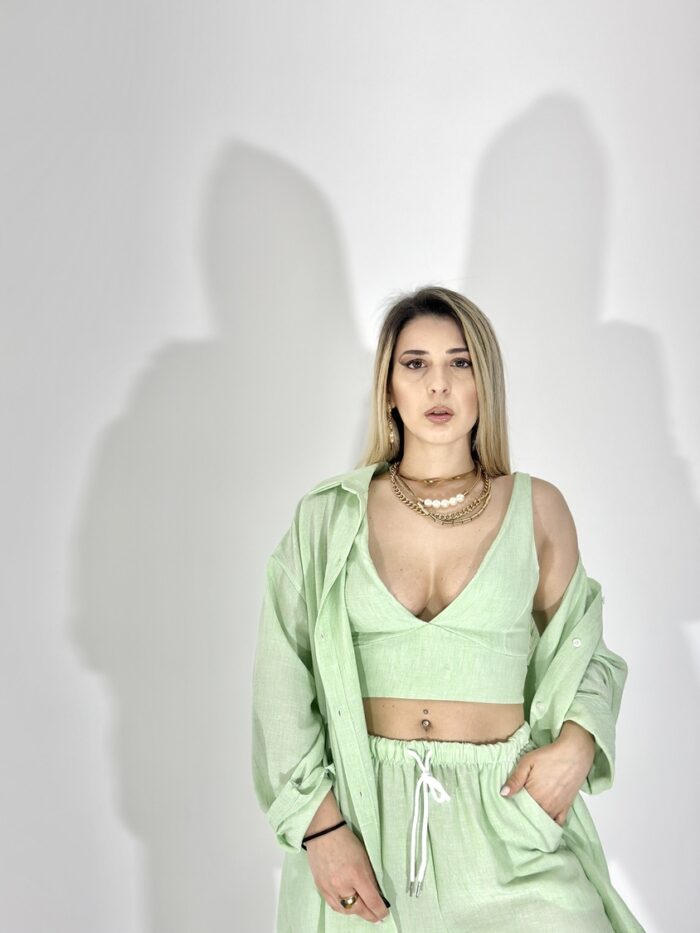 COORDINATO IN LINO VERDE - immagine 2
